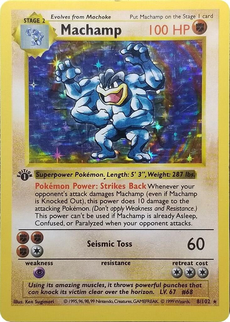 Machamp Holo Base Set 1st Edition 8/102 PSA-8