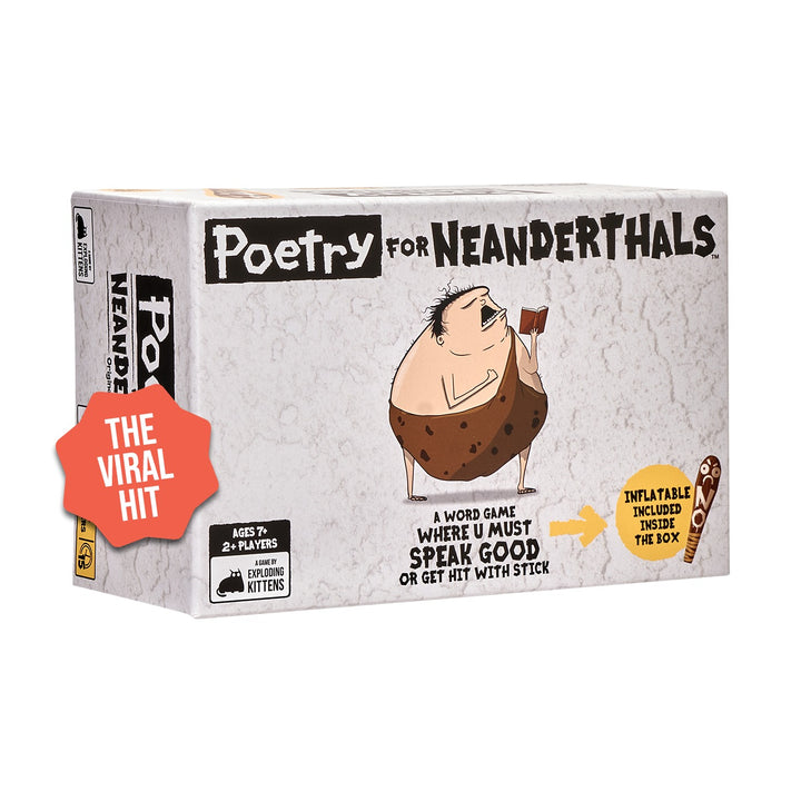 Poetry for Neanderthals card game box, front angle — official Exploding Kittens image